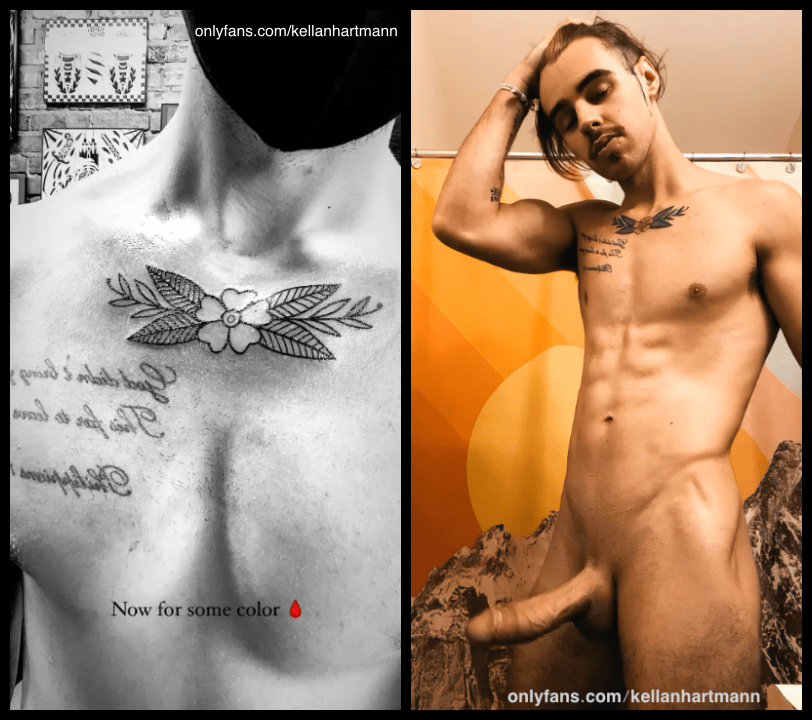 Kellan Hartmann Red Rose Chest Tattoo