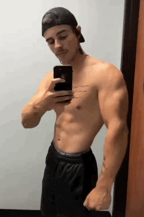 Kellan Hartmann flexing for the mirror. Young Porn Stud Hunter Storch