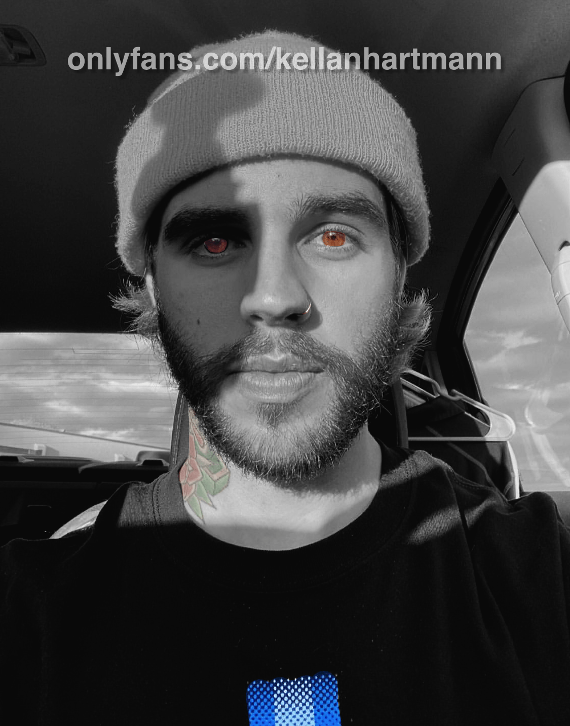 Pornstar Kellan Hartmann has beautiful eyes - Hunter Storch Selfie with Neck Tattoo